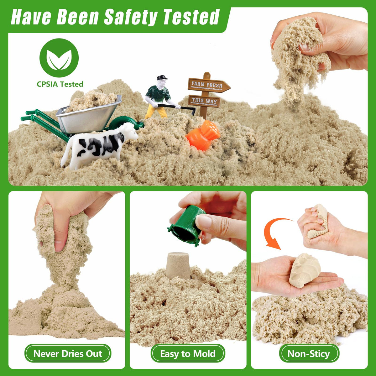 Aliex Farm Sensory Bin – 2.2 lbs Play Sand, 31pc Farm Toys & Lid (Ages 3–8)