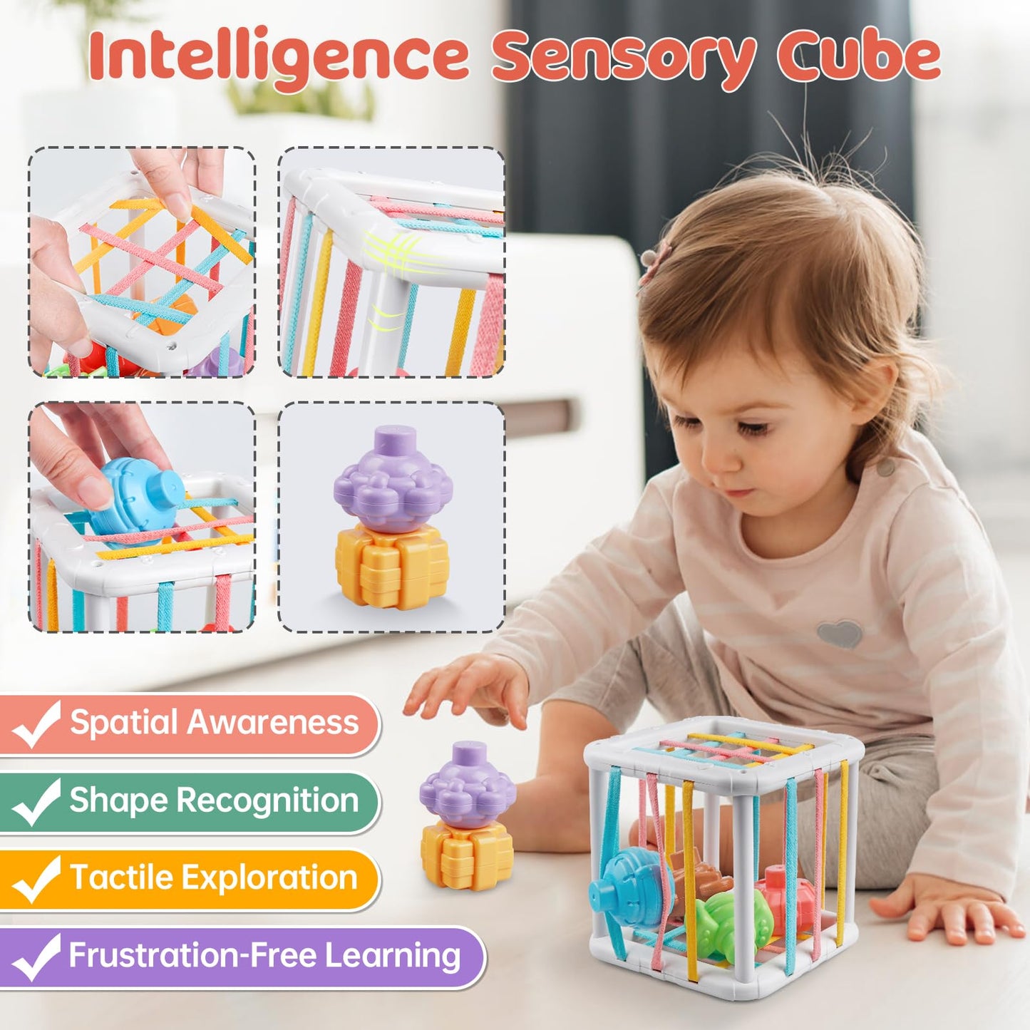 Aliex 6-in-1 Montessori Baby Toys for 1 Year Olds | Sensory Teether, Stacking Blocks & Xylophone