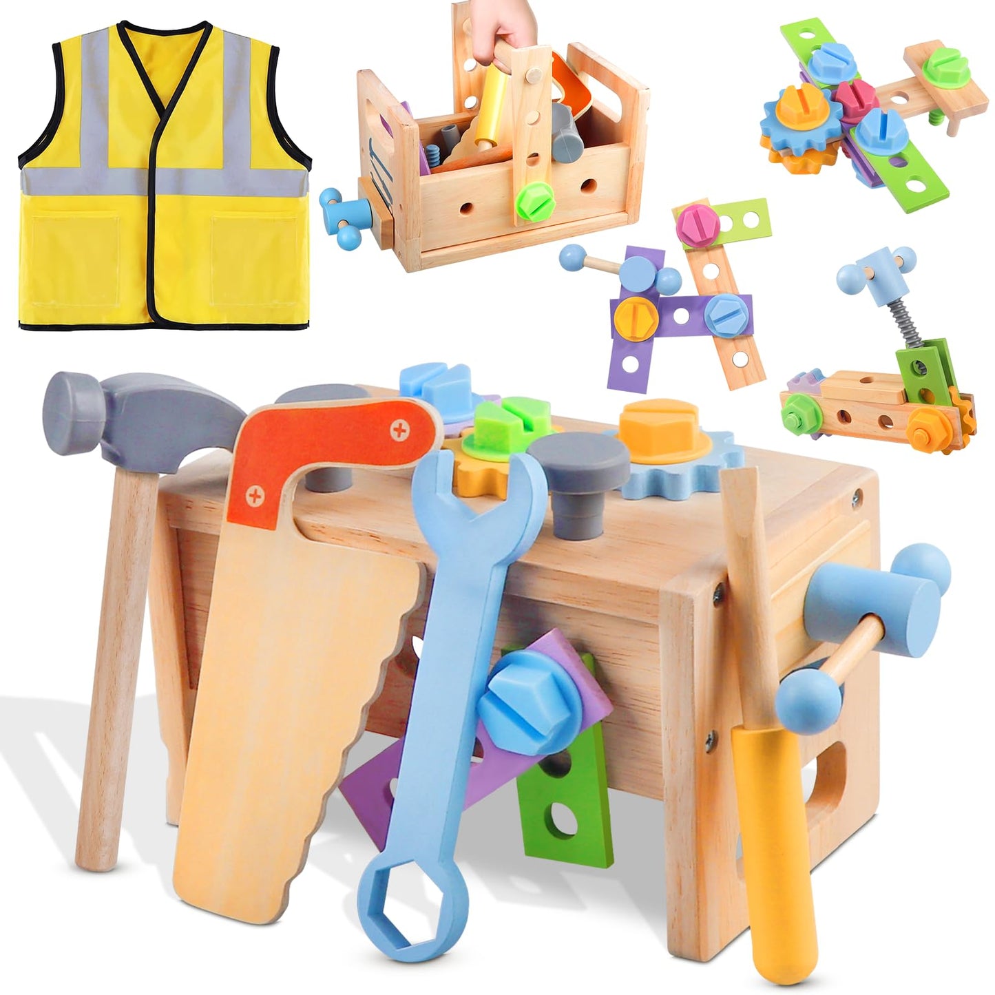 Aliex Wooden Kids Tool Set – 30pc Montessori Toys for Toddlers | Educational STEM Gift