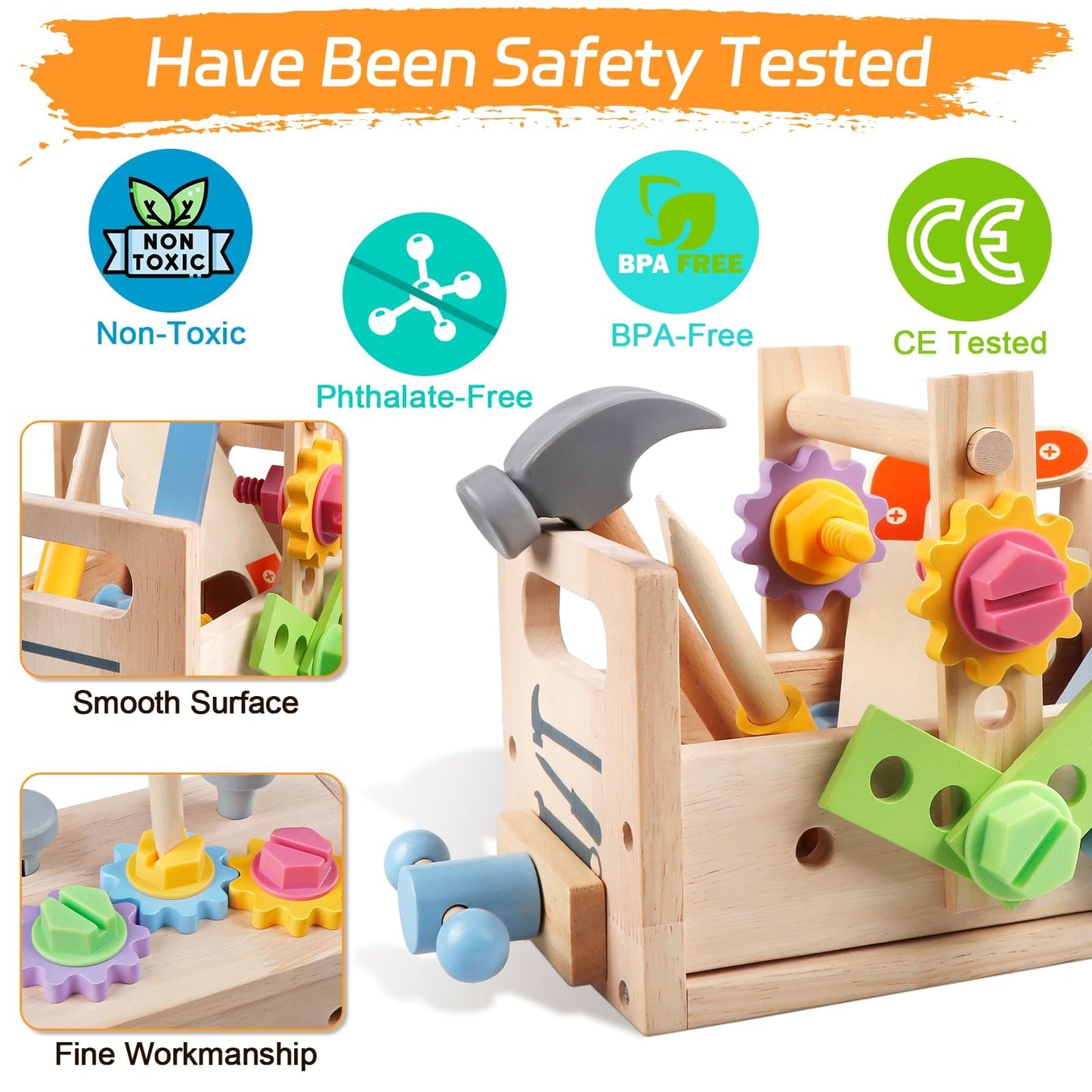Aliex Wooden Kids Tool Set – 30pc Montessori Toys for Toddlers | Educational STEM Gift