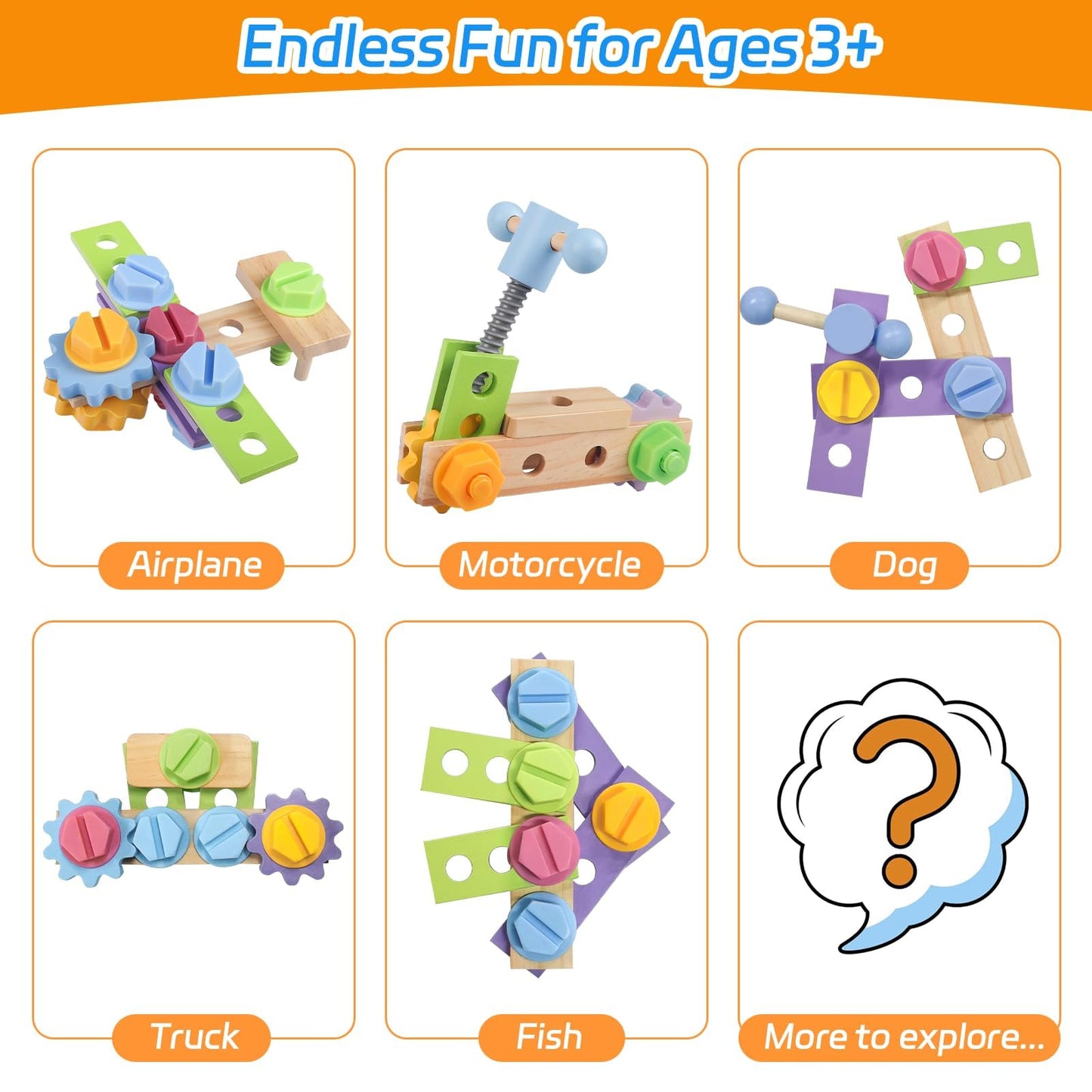 Aliex Wooden Kids Tool Set – 30pc Montessori Toys for Toddlers | Educational STEM Gift