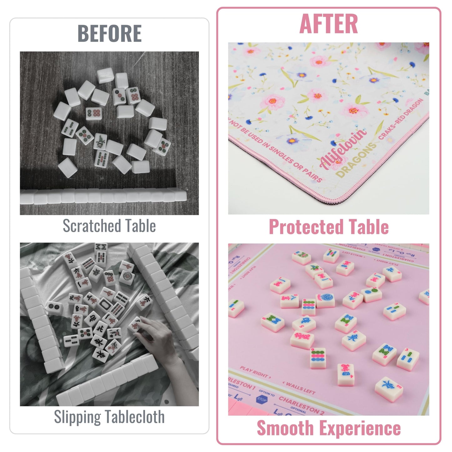 Alifelovin Mahjong Mat 32x32 Inch – Non-Slip, Noise-Reducing Table Cover