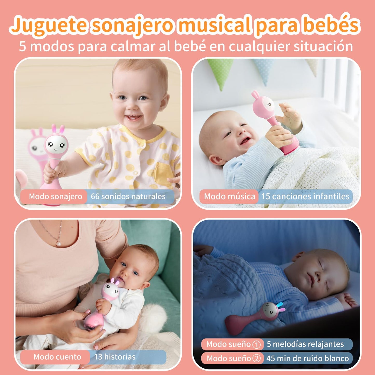 alilo Baby Musical Rattle 0-12 Months – Lights, 66 Sounds, 15 Songs, 13 Stories, Color Recognition