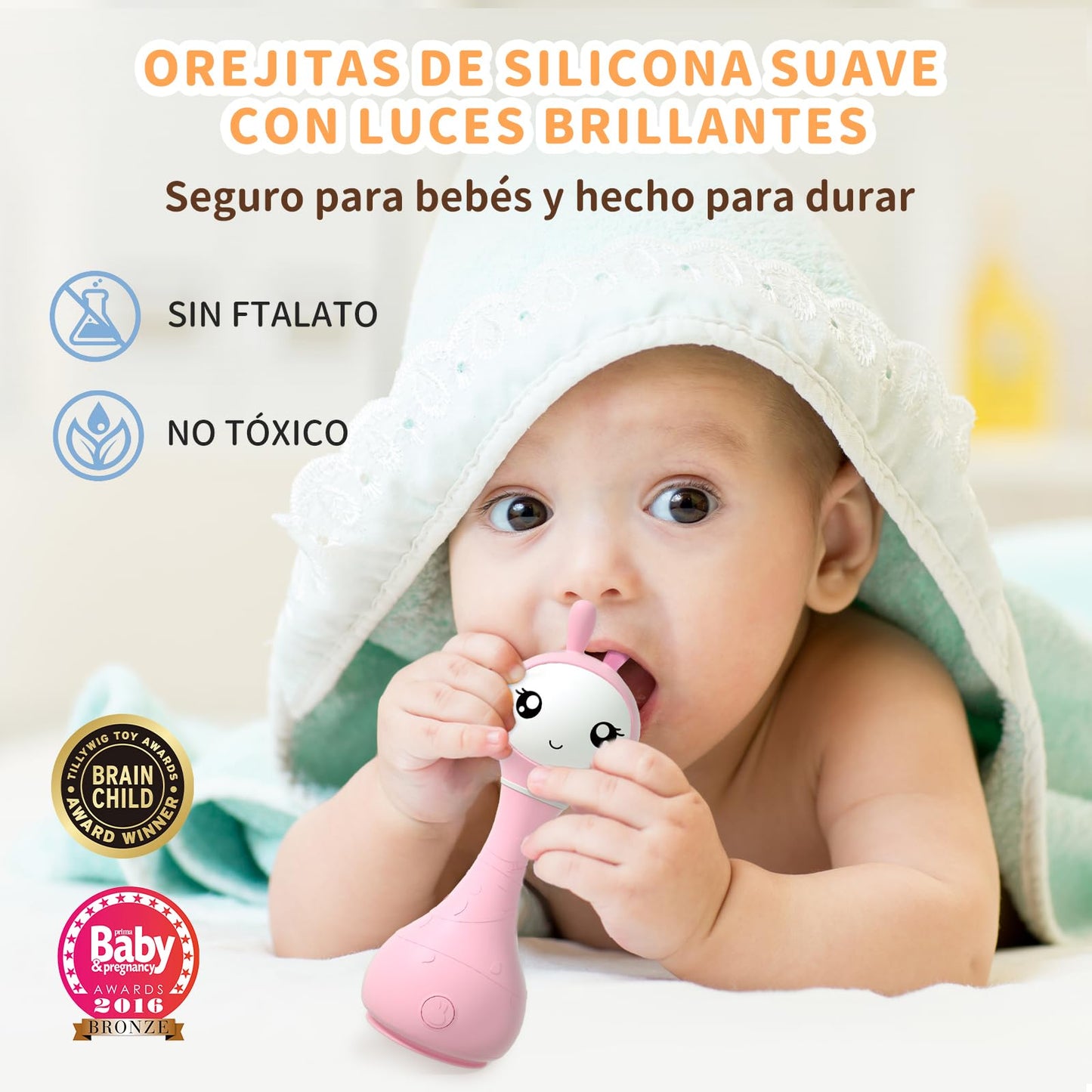 alilo Baby Musical Rattle 0-12 Months – Lights, 66 Sounds, 15 Songs, 13 Stories, Color Recognition