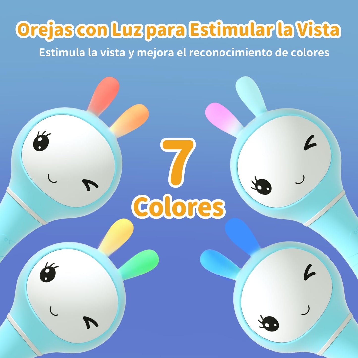 Alilo Baby Musical Rattle Toy - 66 Sounds, 15 Songs, Light-Up Ears, Color Recognition, Rechargeable