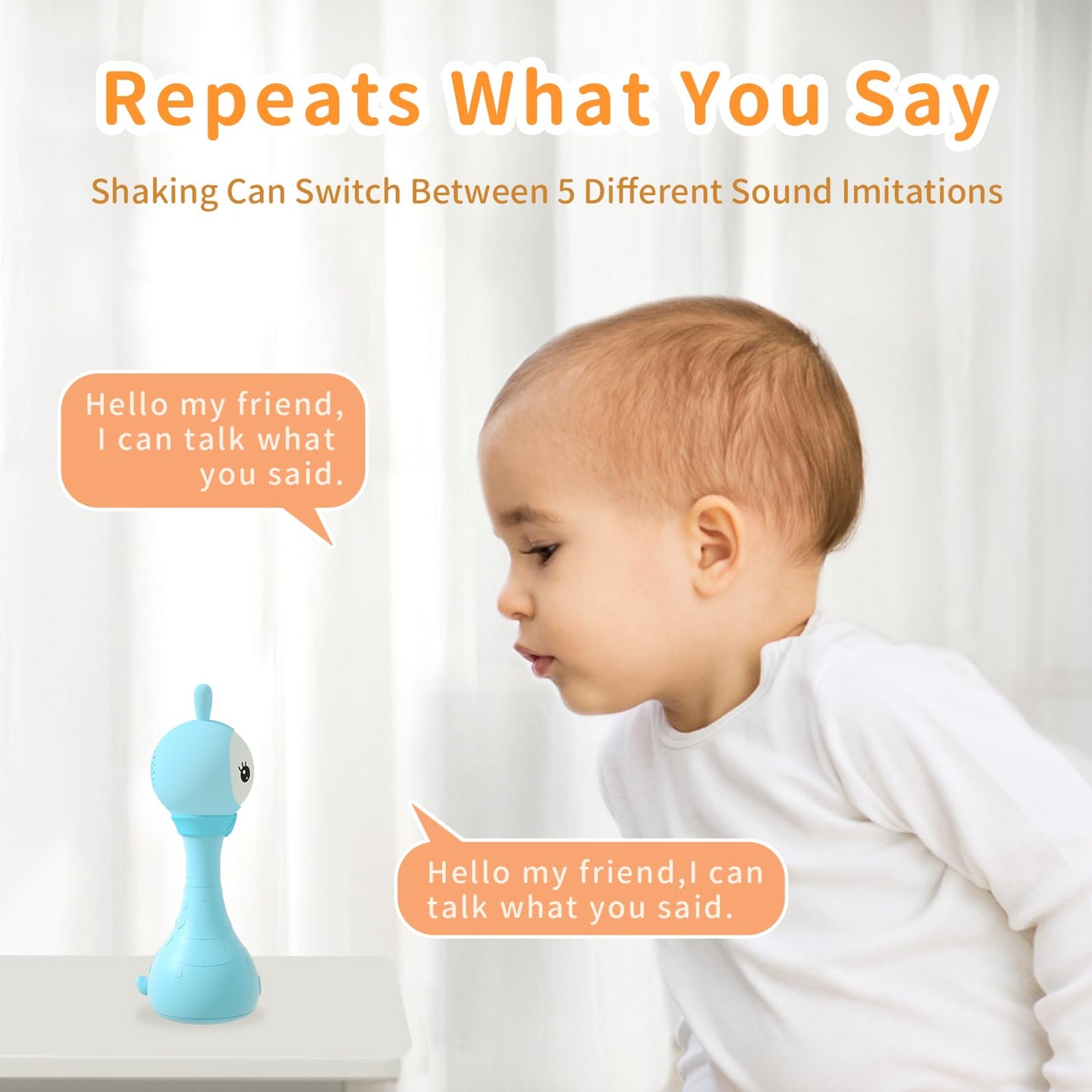 alilo Yoyo Talking Bunny – Baby Singing Musical Rattle with Voice Mimic and 90+ Audio Content
