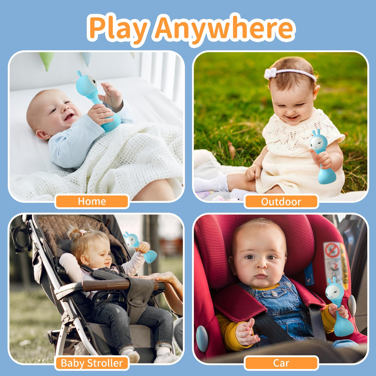 alilo Yoyo Talking Bunny – Baby Singing Musical Rattle with Voice Mimic and 90+ Audio Content