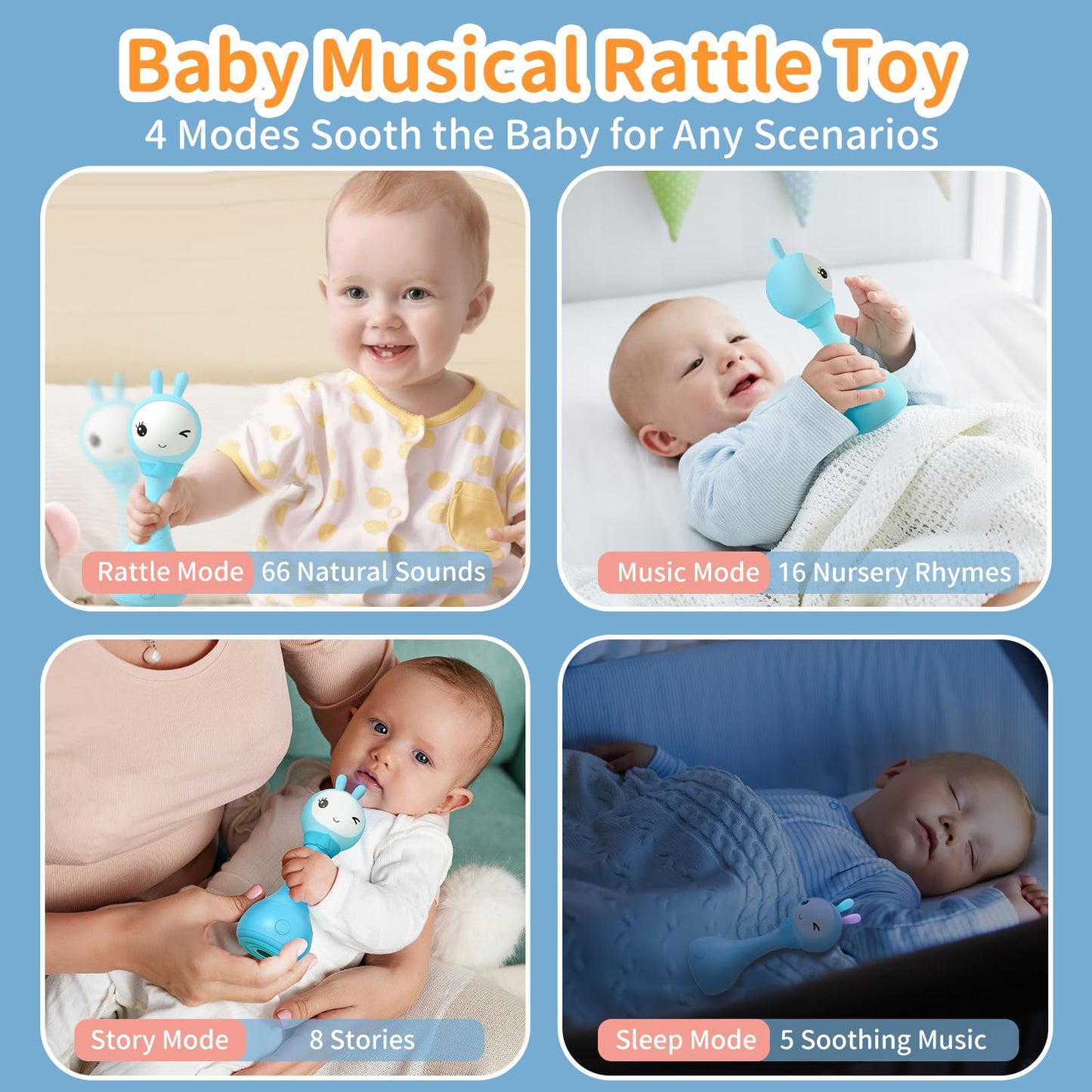 alilo Yoyo Talking Bunny – Baby Singing Musical Rattle with Voice Mimic and 90+ Audio Content