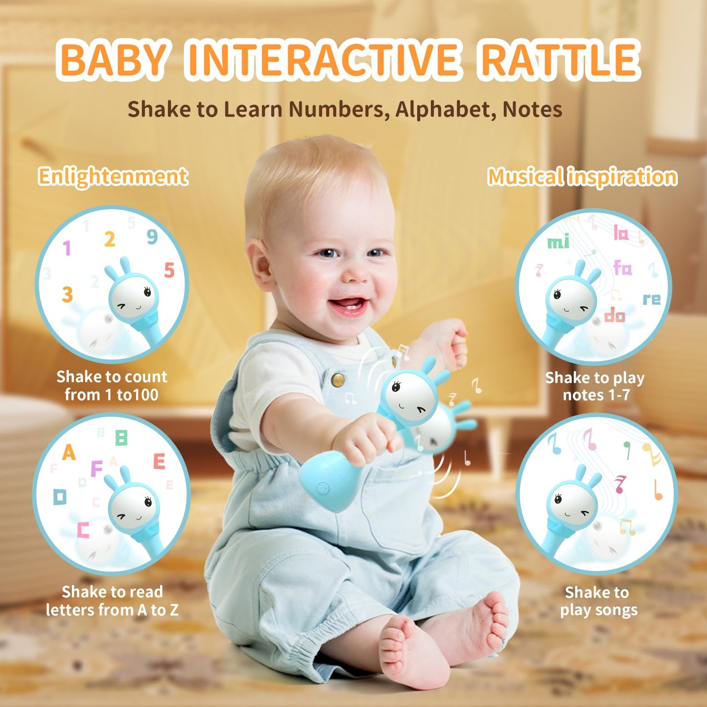 alilo Yoyo Talking Bunny – Baby Singing Musical Rattle with Voice Mimic and 90+ Audio Content