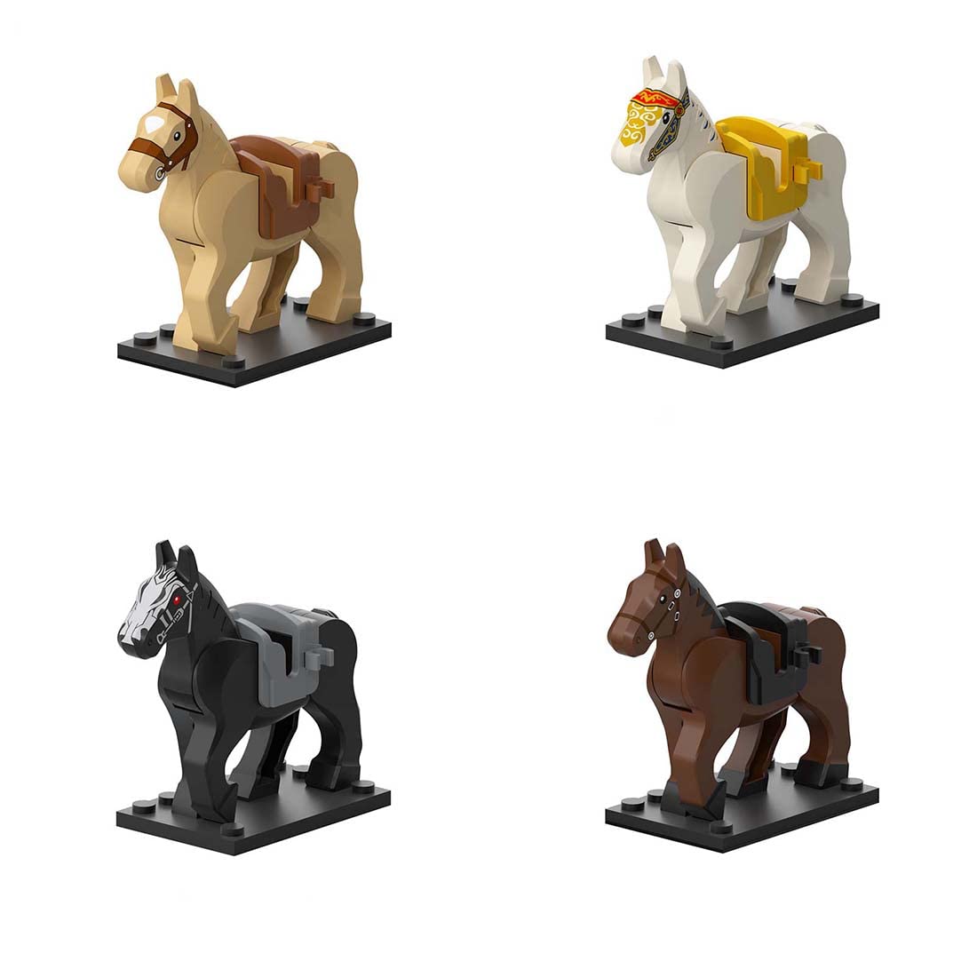 ALiquid Custom Minifigure Horse Set for Lego Minifigures – 10 Pcs