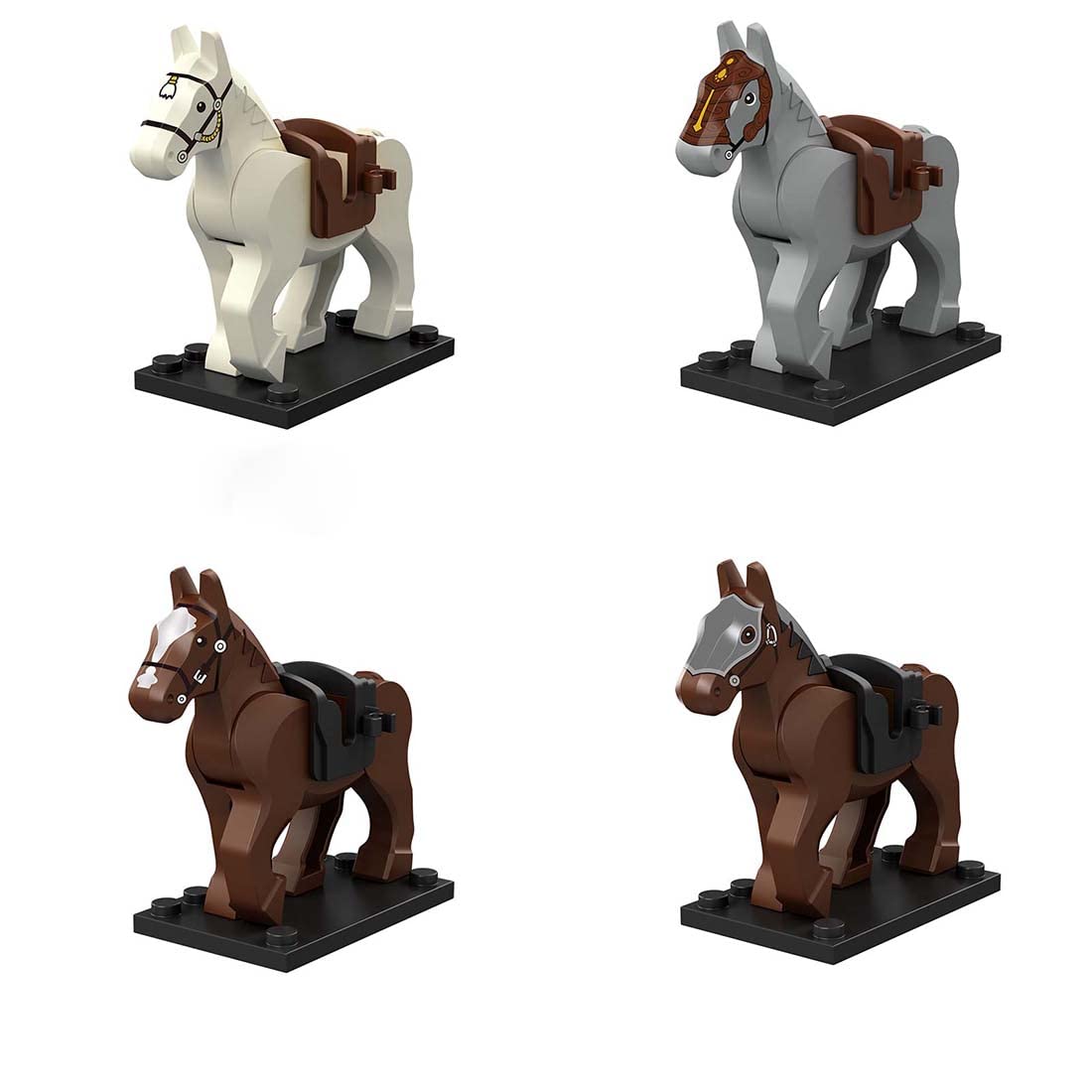 ALiquid Custom Minifigure Horse Set for Lego Minifigures – 10 Pcs