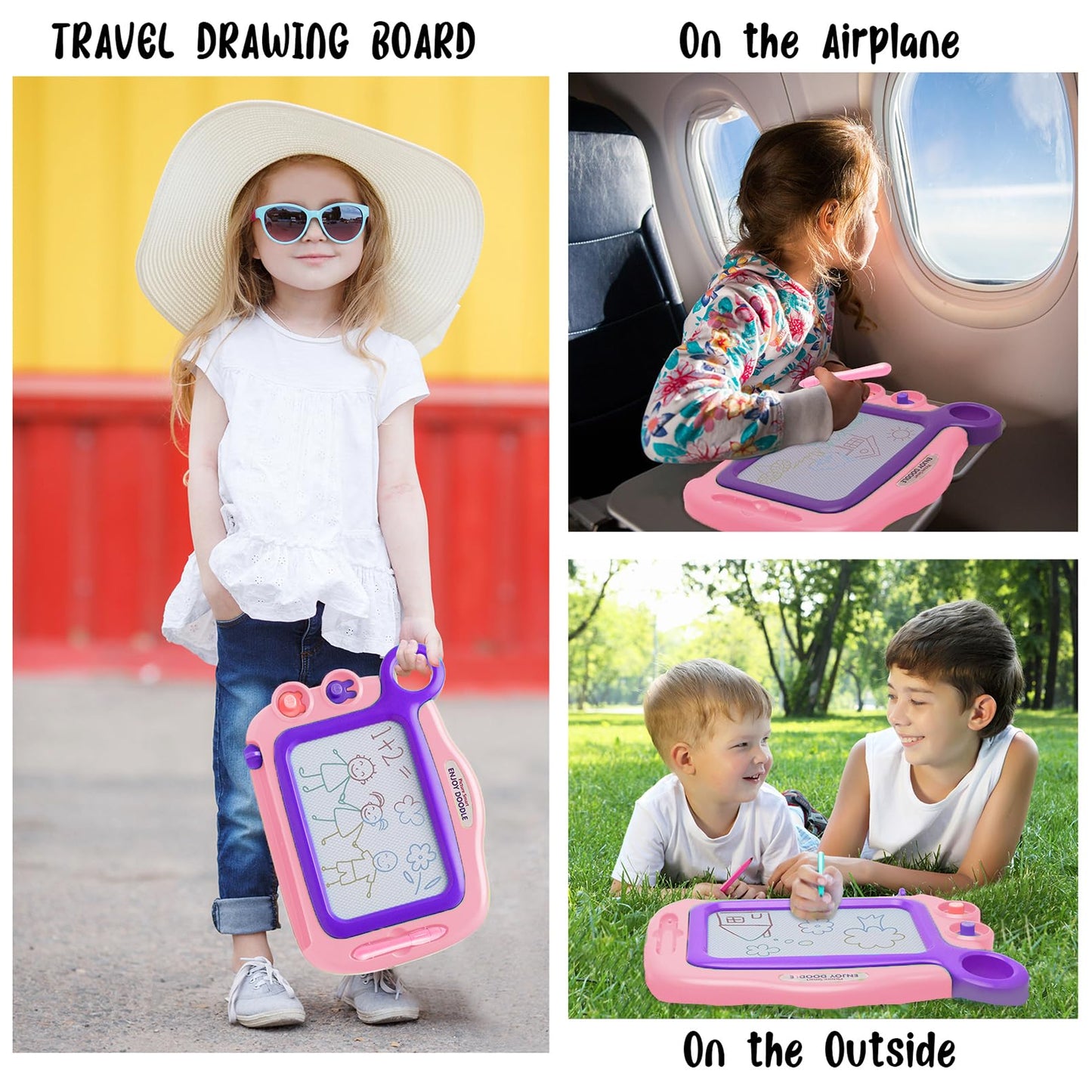 ALISKAGZE Magnetic Drawing Board for Toddlers (Ages 3–4) – Erasable Doodle Board with Pen & 2 Stamps, Travel Toy
