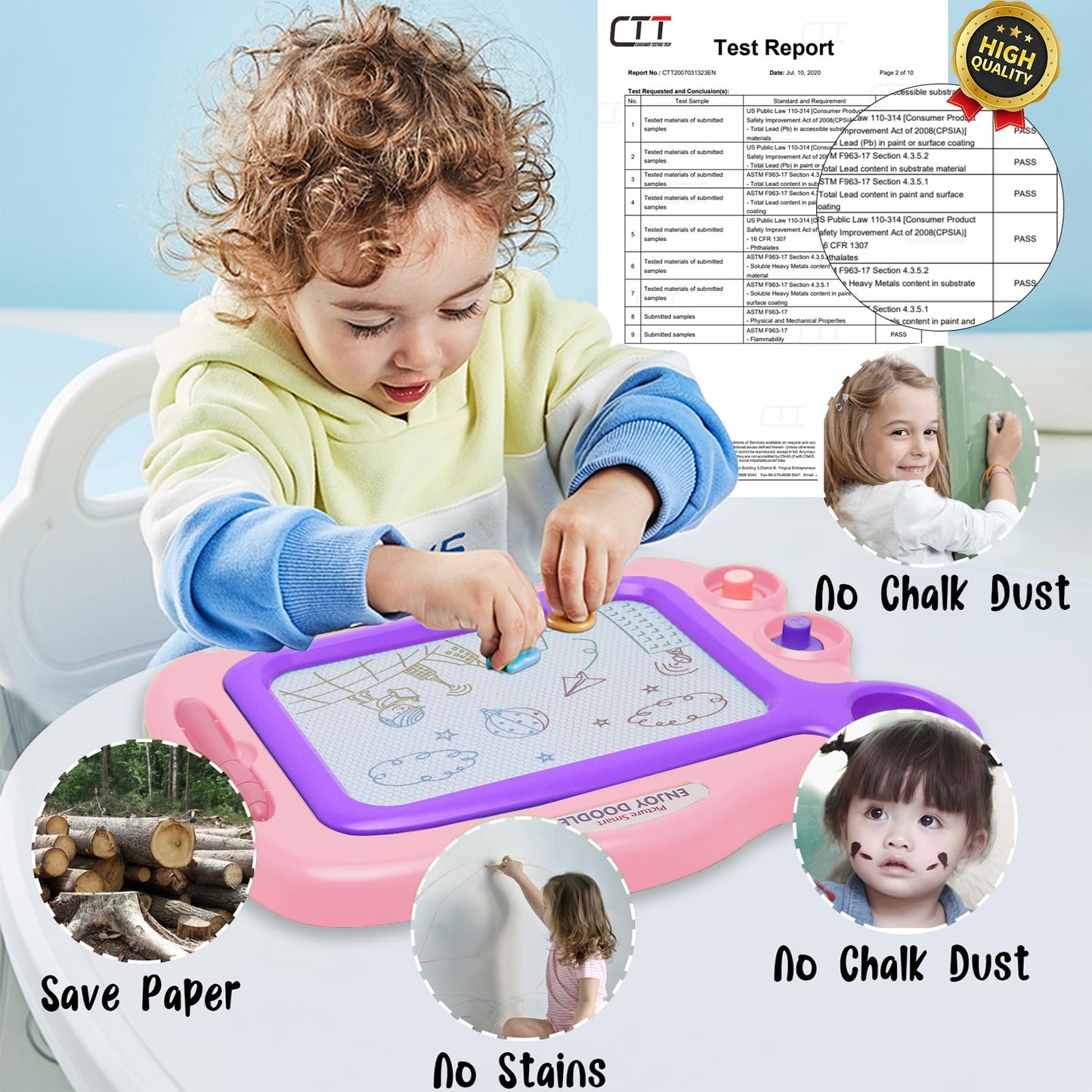 ALISKAGZE Magnetic Drawing Board for Toddlers (Ages 3–4) – Erasable Doodle Board with Pen & 2 Stamps, Travel Toy