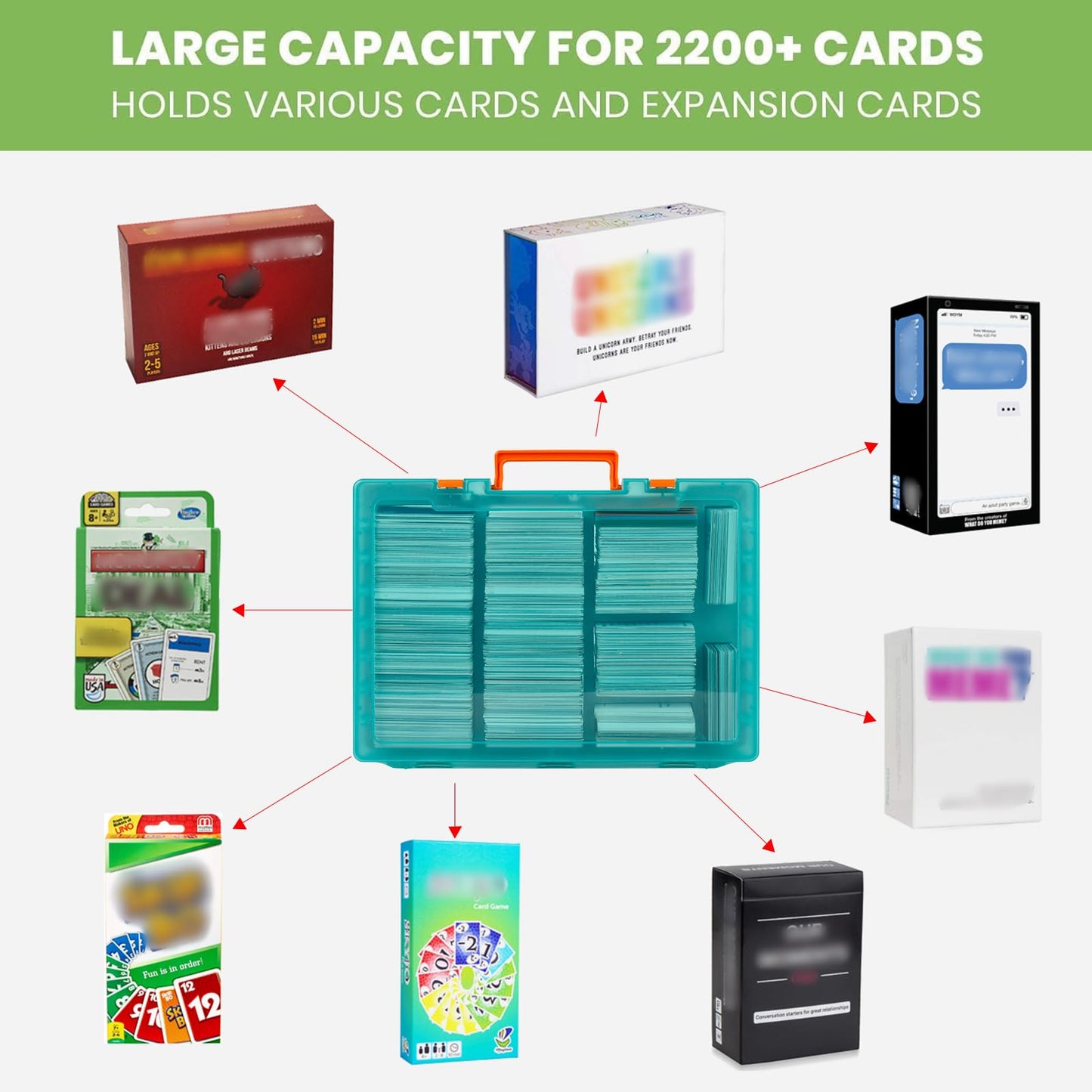 ALKOO 2200+ Large Trading Card Storage Box – MTG & C.A.H Organizer