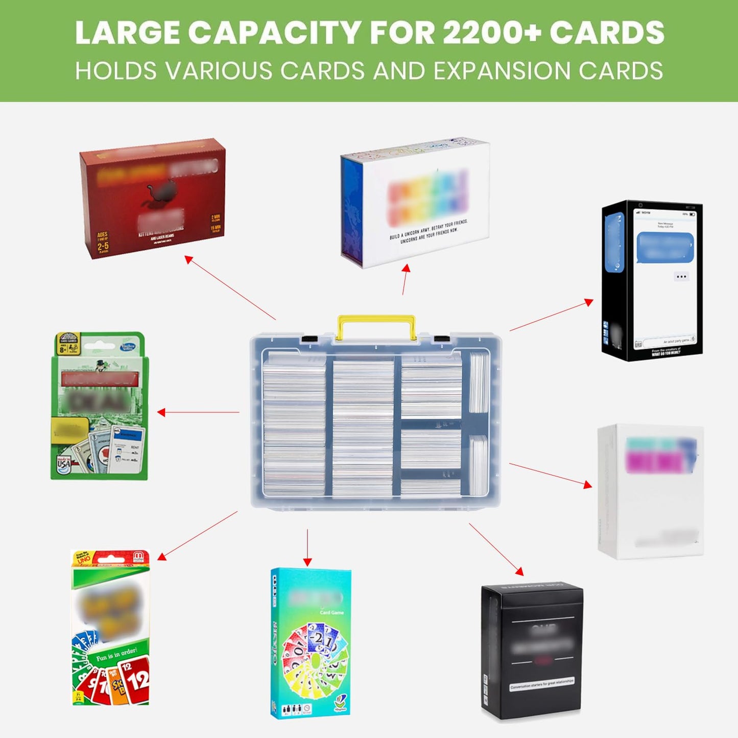 ALKOO 2200+ Large Trading Card Storage Box Case – CAH MTG Deck Organizer