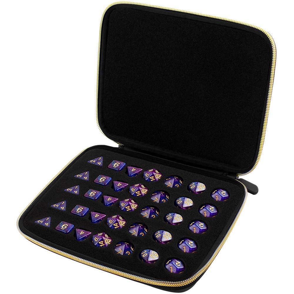 ALKOO Dice Storage Case – 5-Set Polyhedral Dice Organizer with Rolling Tray