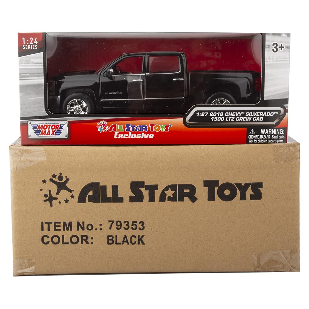 All Star Toys Motormax 79353 2018 Chevy Silverado LTZ 1:27 Diecast Model – Black with Chrome Trim
