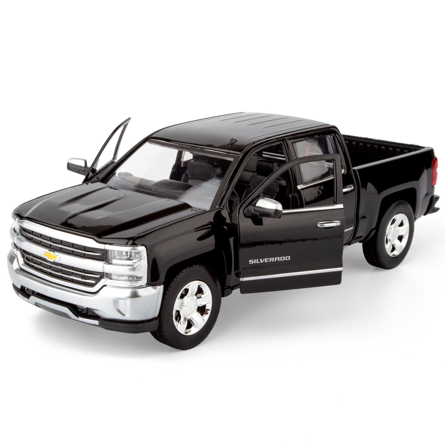 All Star Toys Motormax 79353 2018 Chevy Silverado LTZ 1:27 Diecast Model – Black with Chrome Trim