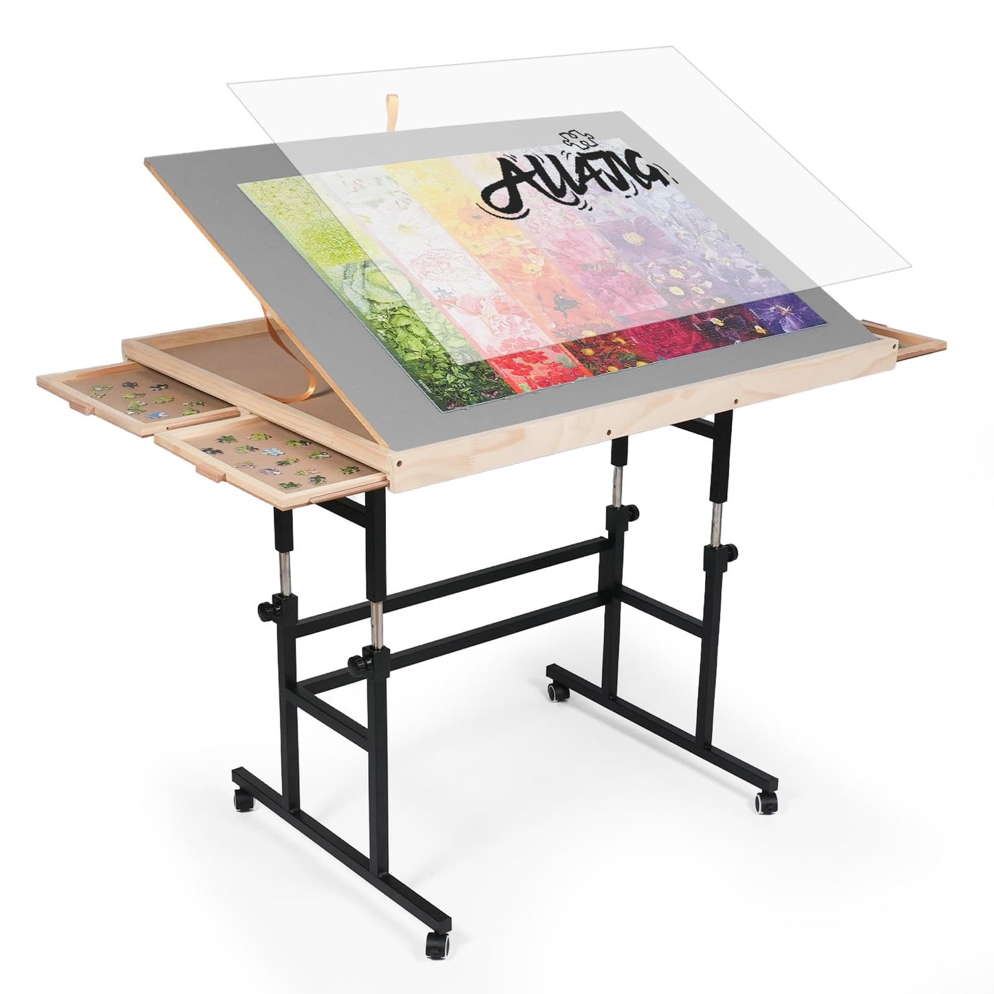 ALL4JIG 1500-Piece Puzzle Table with Legs – Adjustable Tilt, 4 Drawers & Protective Cover | 25x34