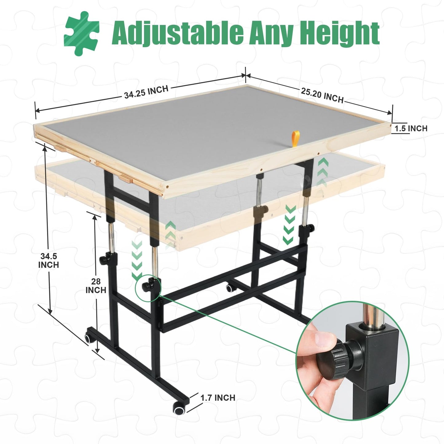 ALL4JIG 1500-Piece Puzzle Table with Legs – Adjustable Tilt, 4 Drawers & Protective Cover | 25x34