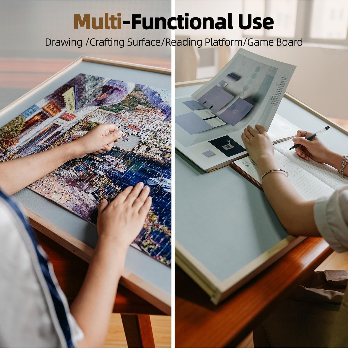 ALL4JIG 2000-Piece 2-in-1 Tilting & Rotating Puzzle Board – Portable Wooden Puzzle Table with Drawers & Cover