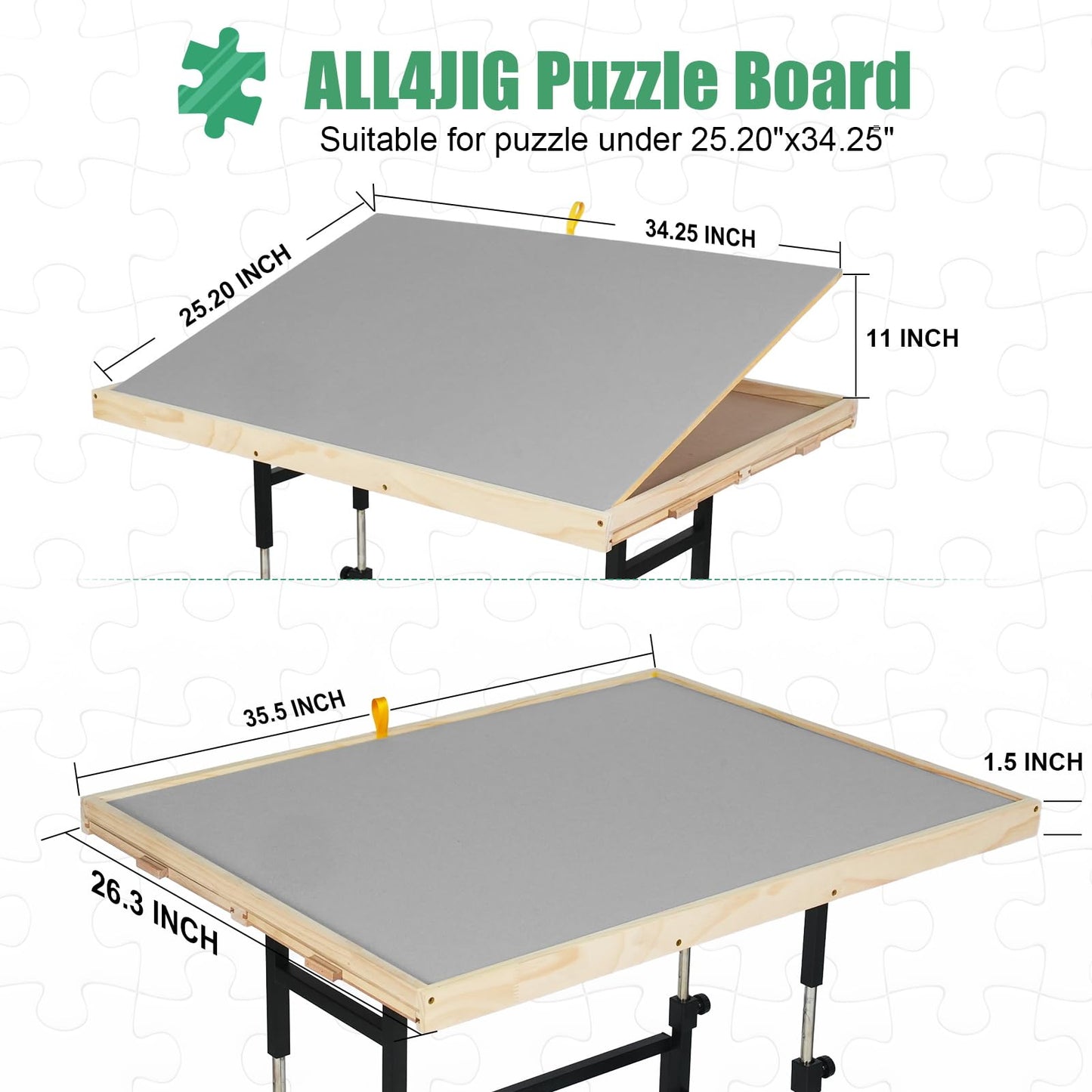 ALL4JIG 1500-Piece Puzzle Table with Legs – Adjustable Tilt, 4 Drawers & Protective Cover | 25x34