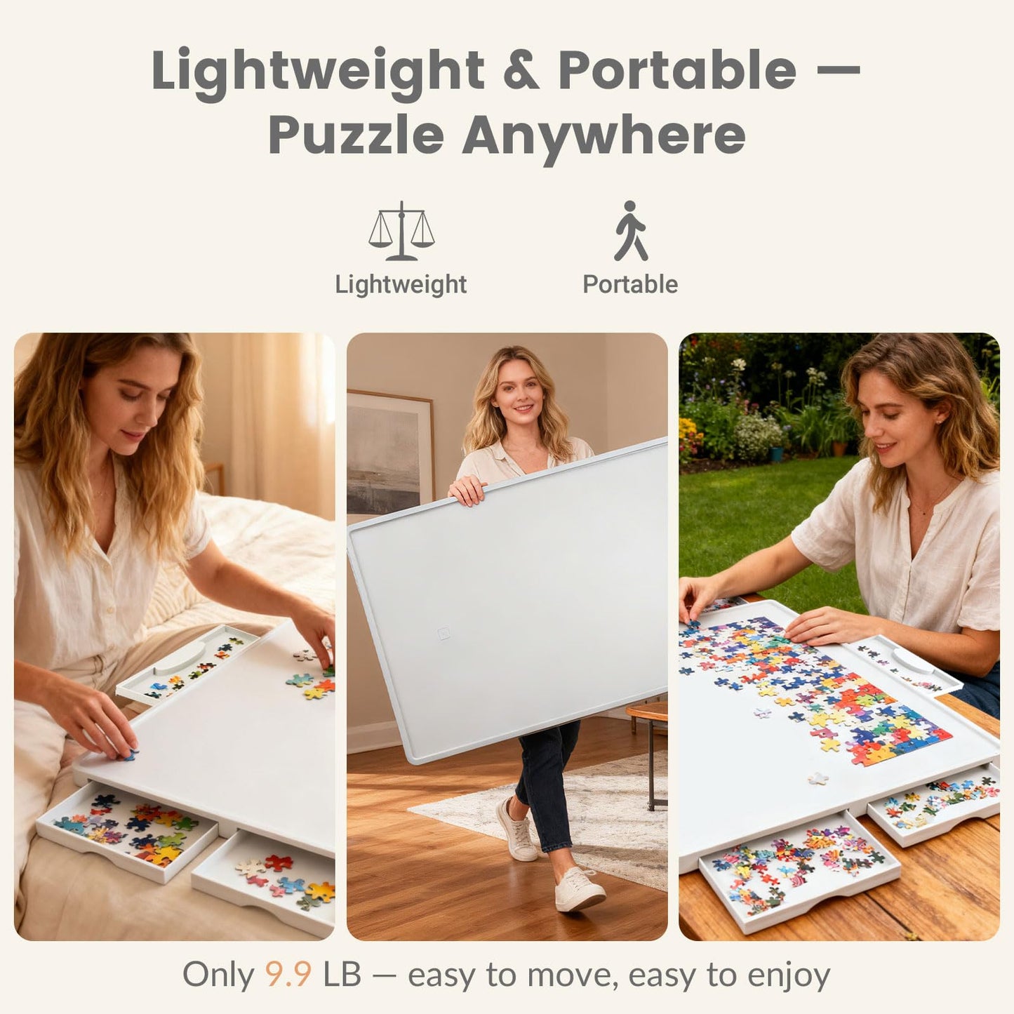 ALL4JIG 1500-Piece Lightweight Rotating Puzzle Board with 6 Drawers | 360° Lazy Susan, 34.25 x 26.38 in