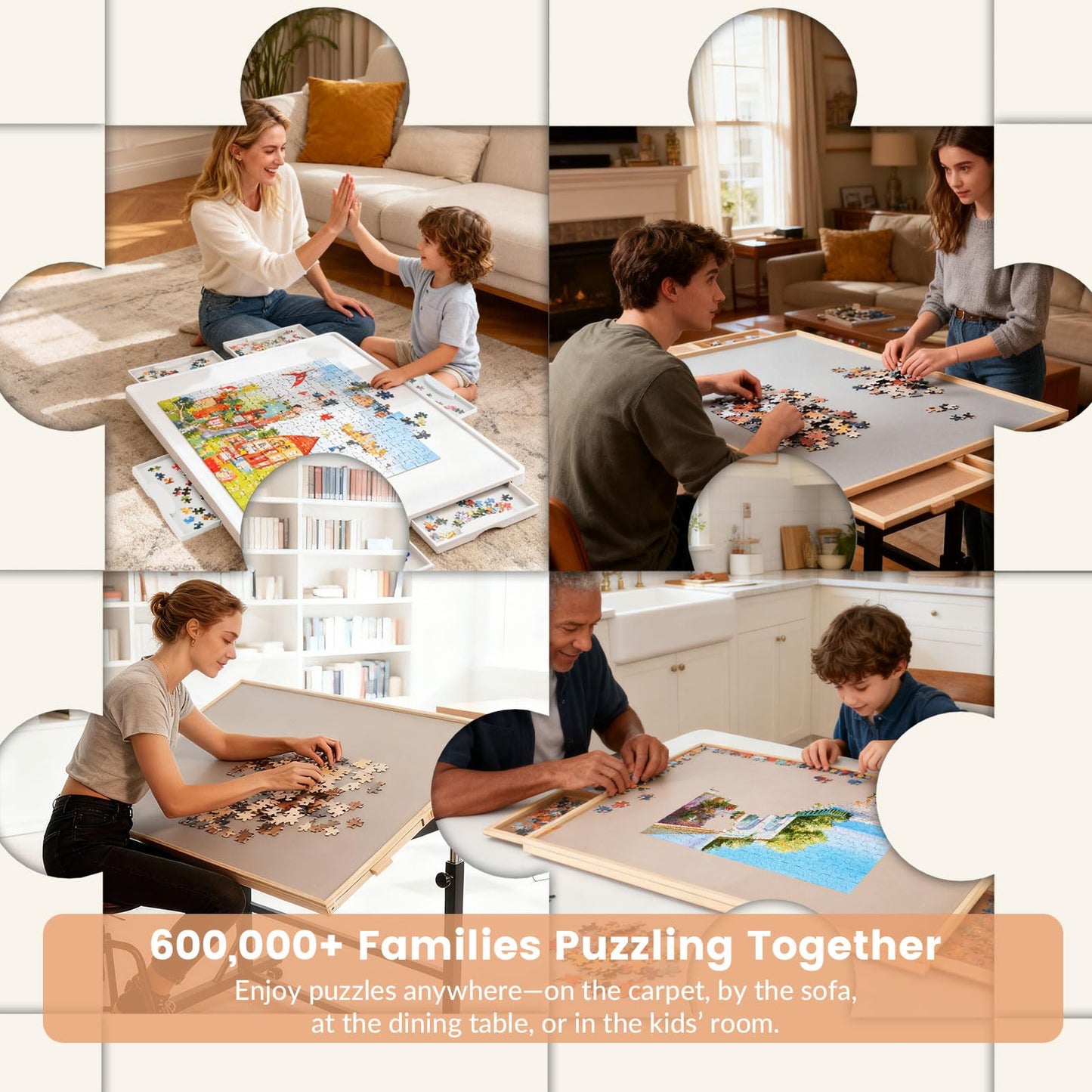 ALL4JIG 1500-Piece Lightweight Rotating Puzzle Board with 6 Drawers | 360° Lazy Susan, 34.25 x 26.38 in