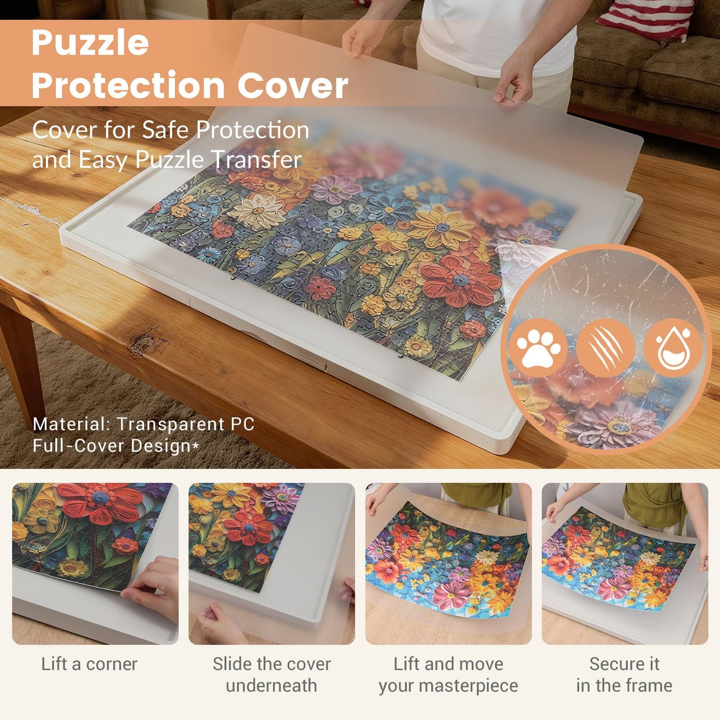 ALL4JIG 1500-Piece Lightweight Rotating Puzzle Board with 6 Drawers | 360° Lazy Susan, 34.25 x 26.38 in