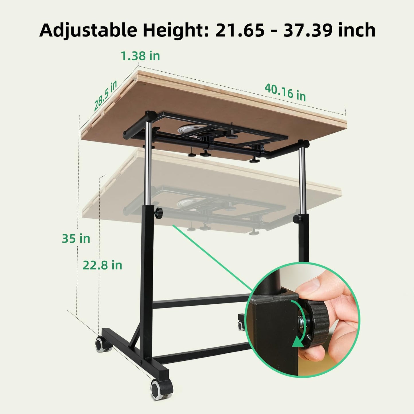 ALL4JIG 2000-Piece Puzzle Table with Legs & Wheels — 4 Drawers, Cover, Vertical Setup