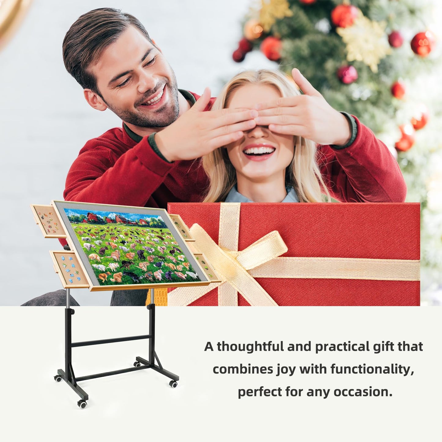 ALL4JIG 1500-Piece Puzzle Table with Legs & Wheels — 4 Drawers, Protective Cover, Lightweight & Stable