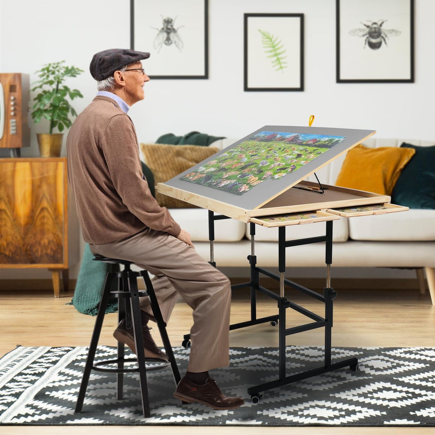 ALL4JIG 1500-Piece Puzzle Table with Legs – Adjustable Tilt, 4 Drawers & Protective Cover | 25x34