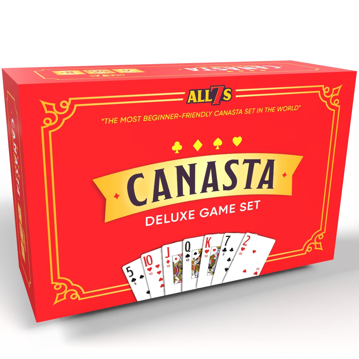 All7s Deluxe Canasta Game Set – Large-Print Cards, Rotating Tray, Scorepad for Adults & Seniors