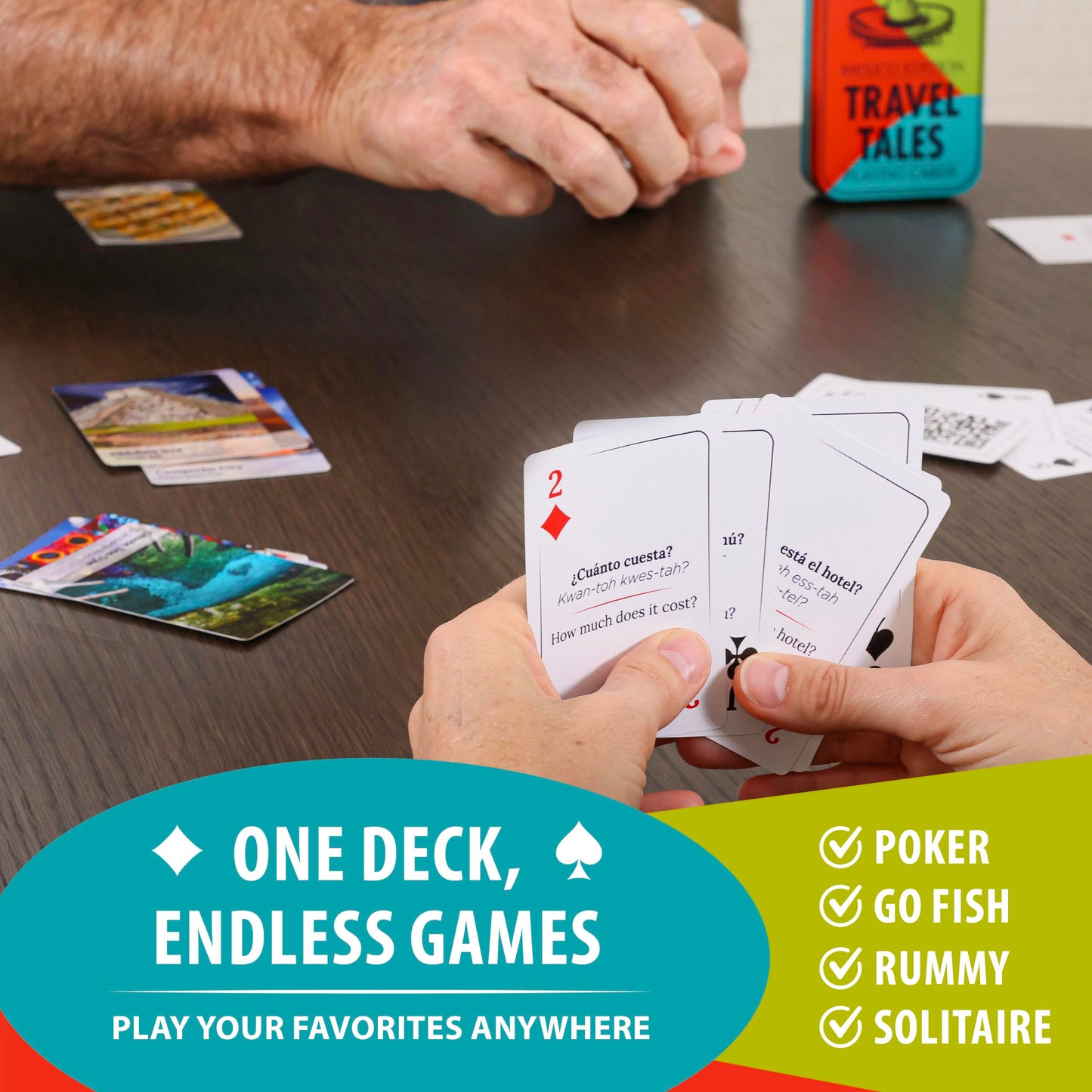 All7s Travel Tales Mexico Edition: Learn Spanish Phrases While You Play – 52-Card Bilingual Deck with Travel Photography
