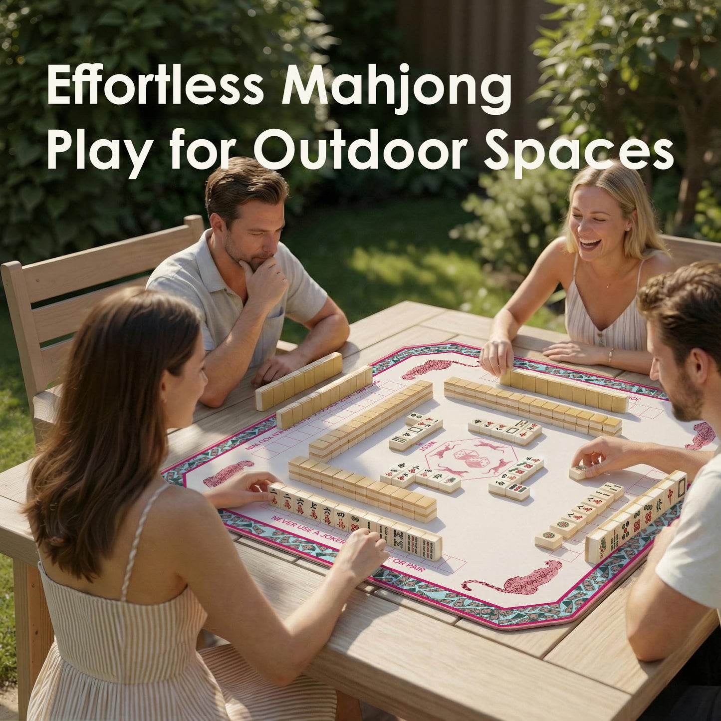 ALLINCOZY Mahjong Mat 31x31 Portable Table Mat – Non-Slip, Noise-Reducing, Washable, Grid Pink