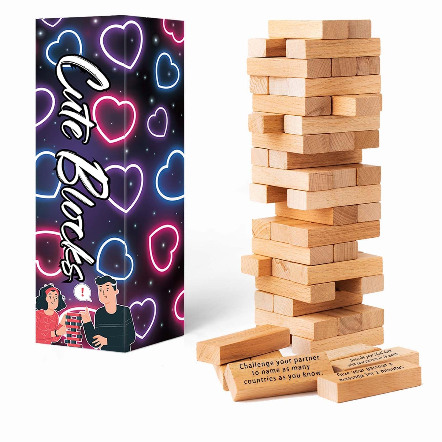 Allonu 2026 Valentines Gift: 54 Fun Stacking Blocks for Date Night