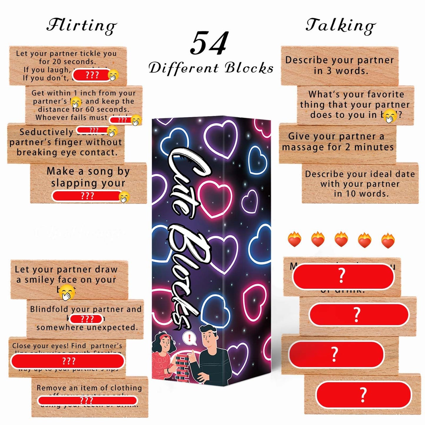 Allonu 2026 Valentines Gift: 54 Fun Stacking Blocks for Date Night