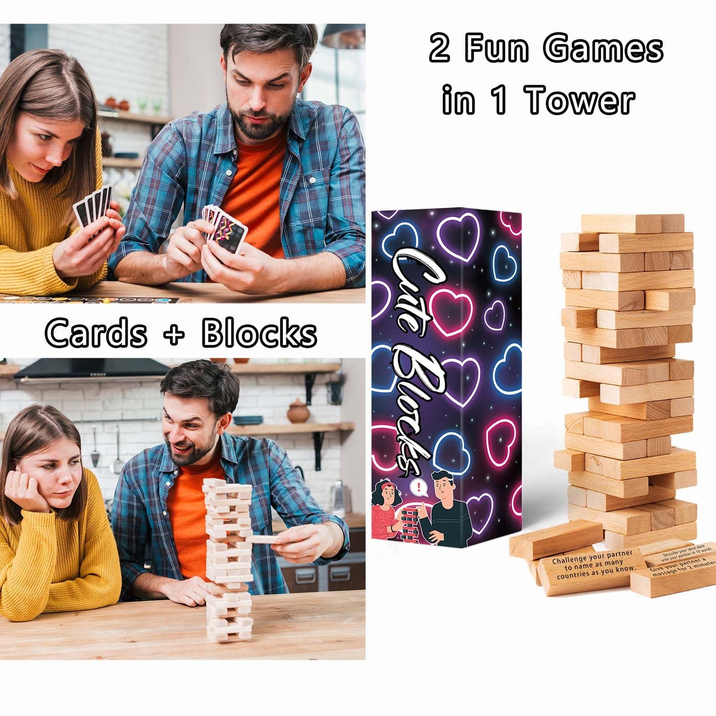 Allonu 2026 Valentines Gift: 54 Fun Stacking Blocks for Date Night