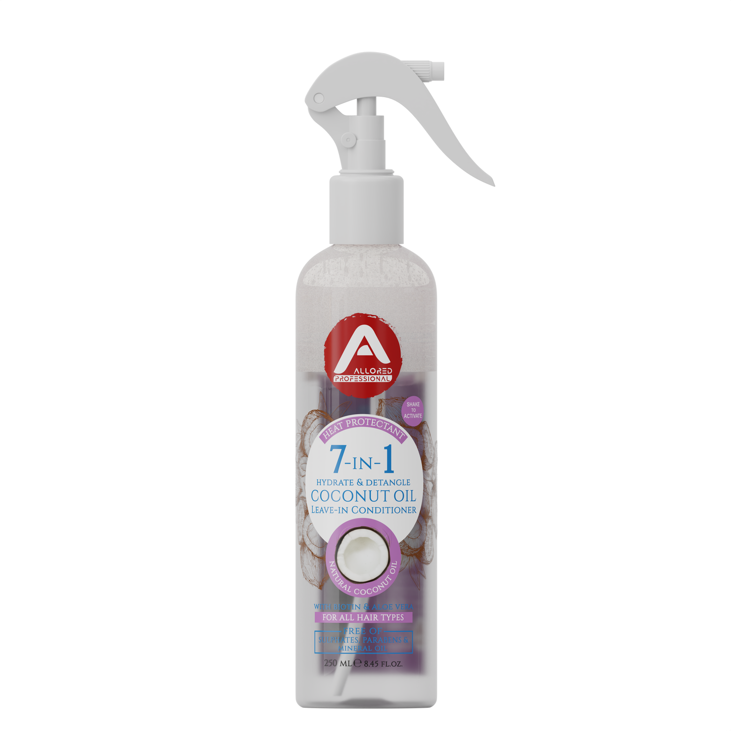 Allored Professional 7-in-1 Coconut Oil Leave-In Conditioner for All Hair Types 250 ml/8.5 oz