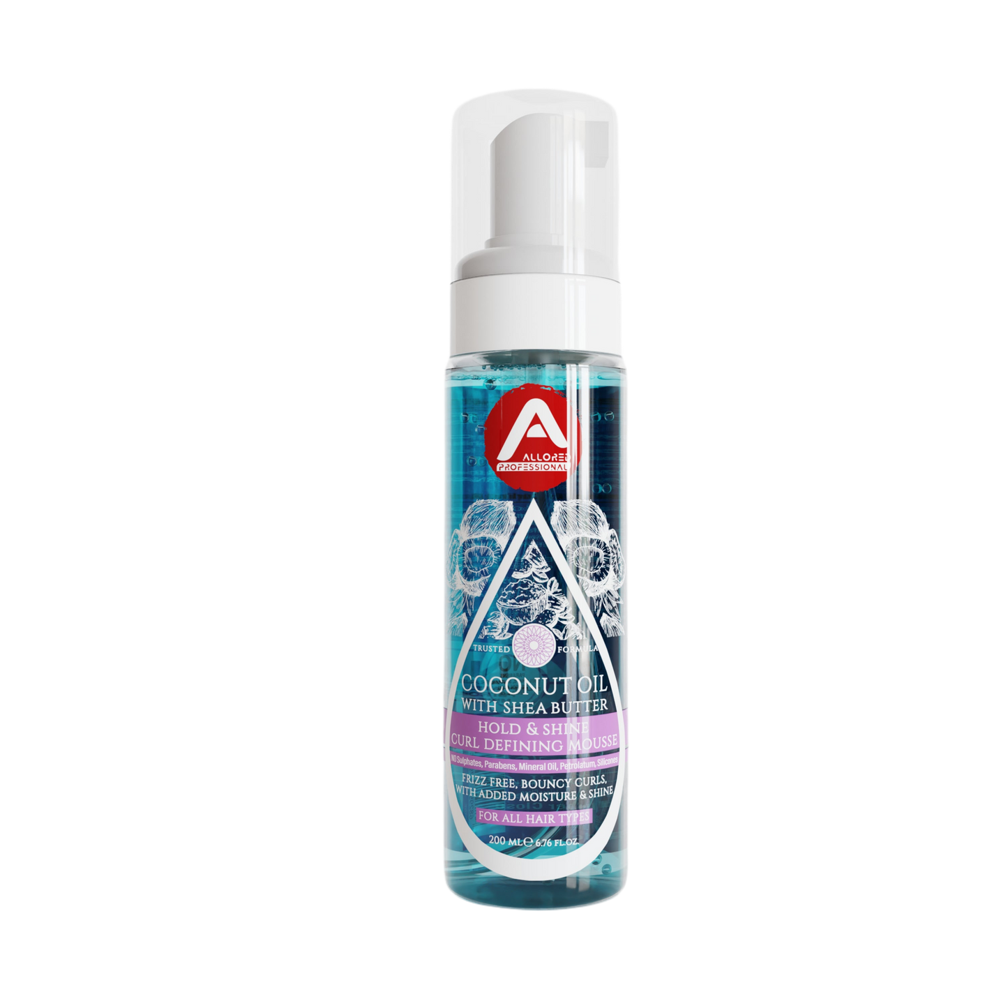 Allored Professional Coconut Oil & Shea Butter Curl Defining Mousse for All Hair Types 200 ml/6.8 oz
