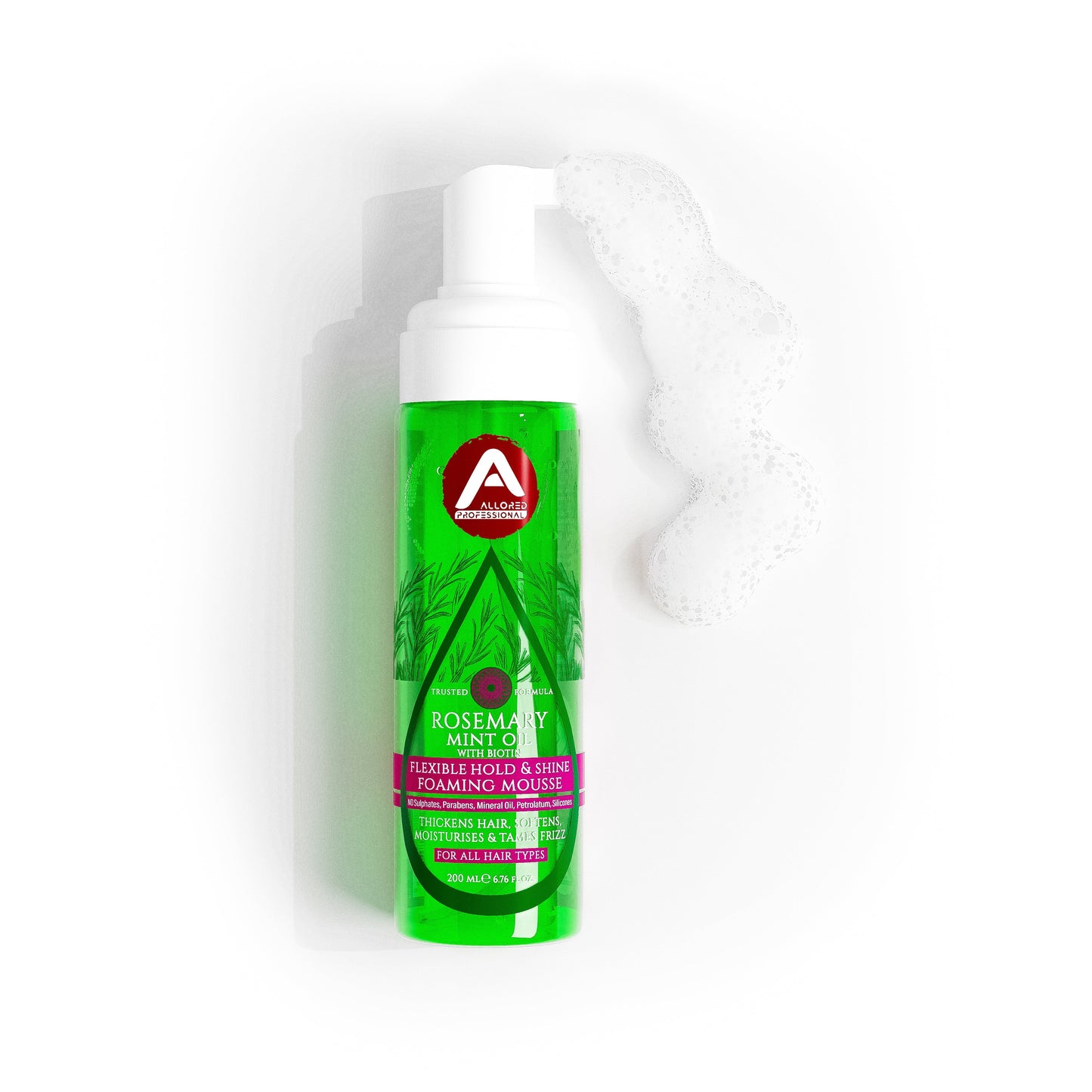 Allored Professional Rosemary Mint Oil & Biotin Foaming Mousse for All Hair Types 200 ml/6.8 oz