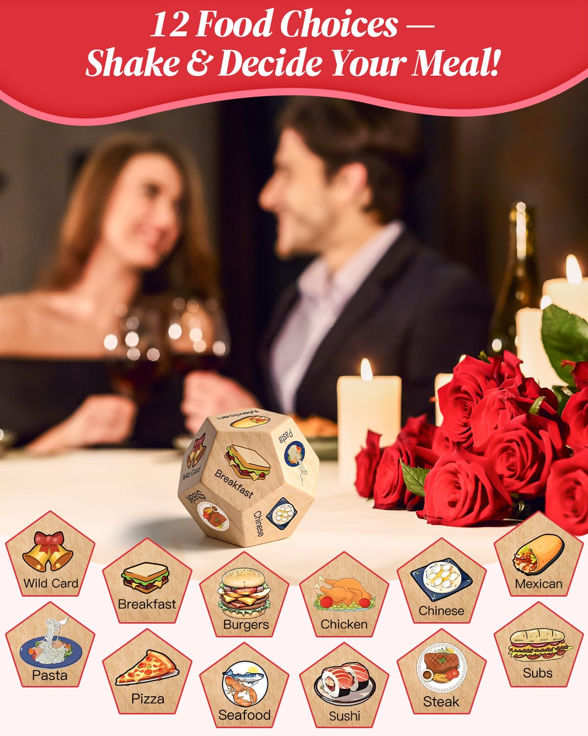 Allotall Valentines Day Gifts for Him & Her – Colorful Date Night Dice
