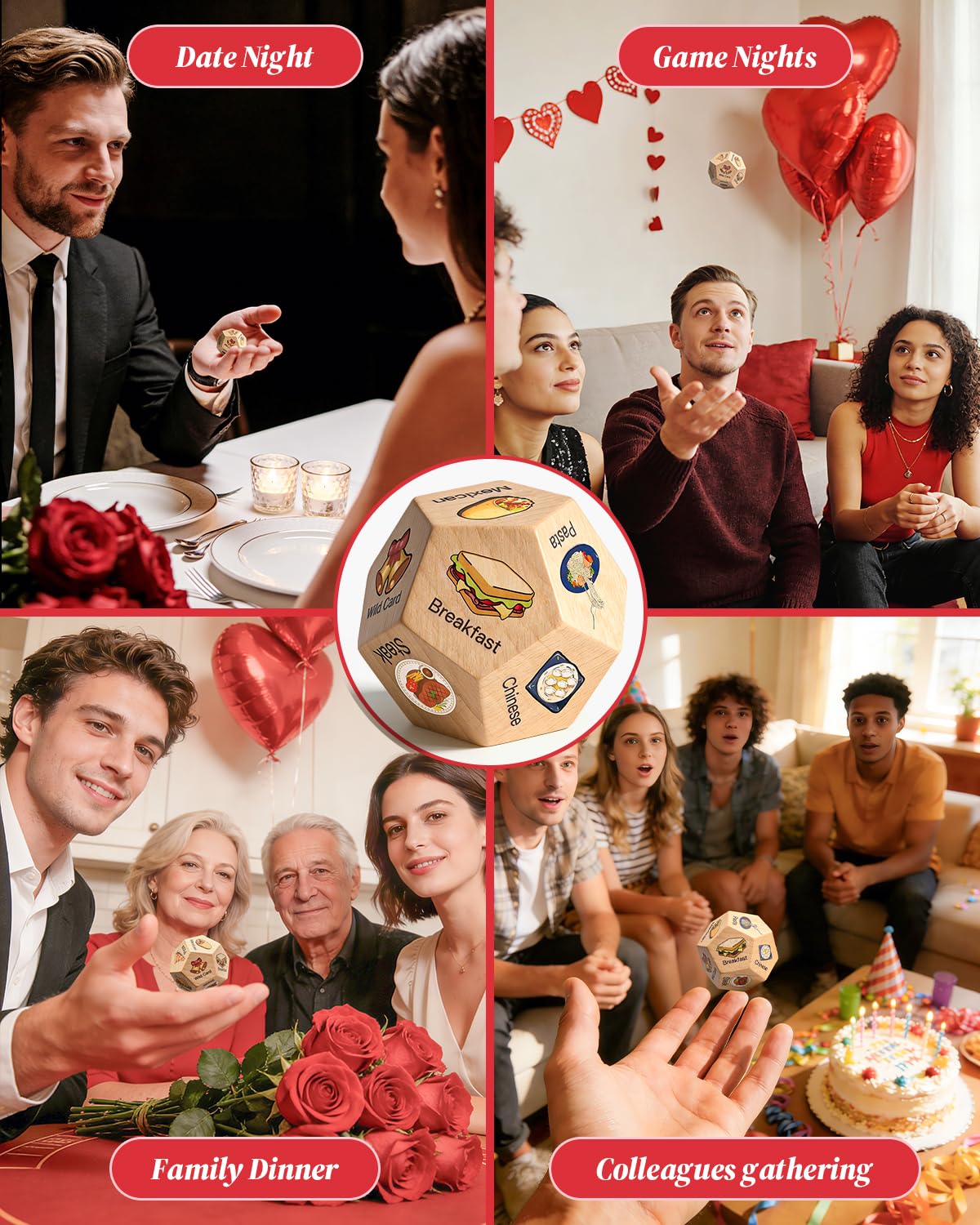 Allotall Valentines Day Gifts for Him & Her – Colorful Date Night Dice