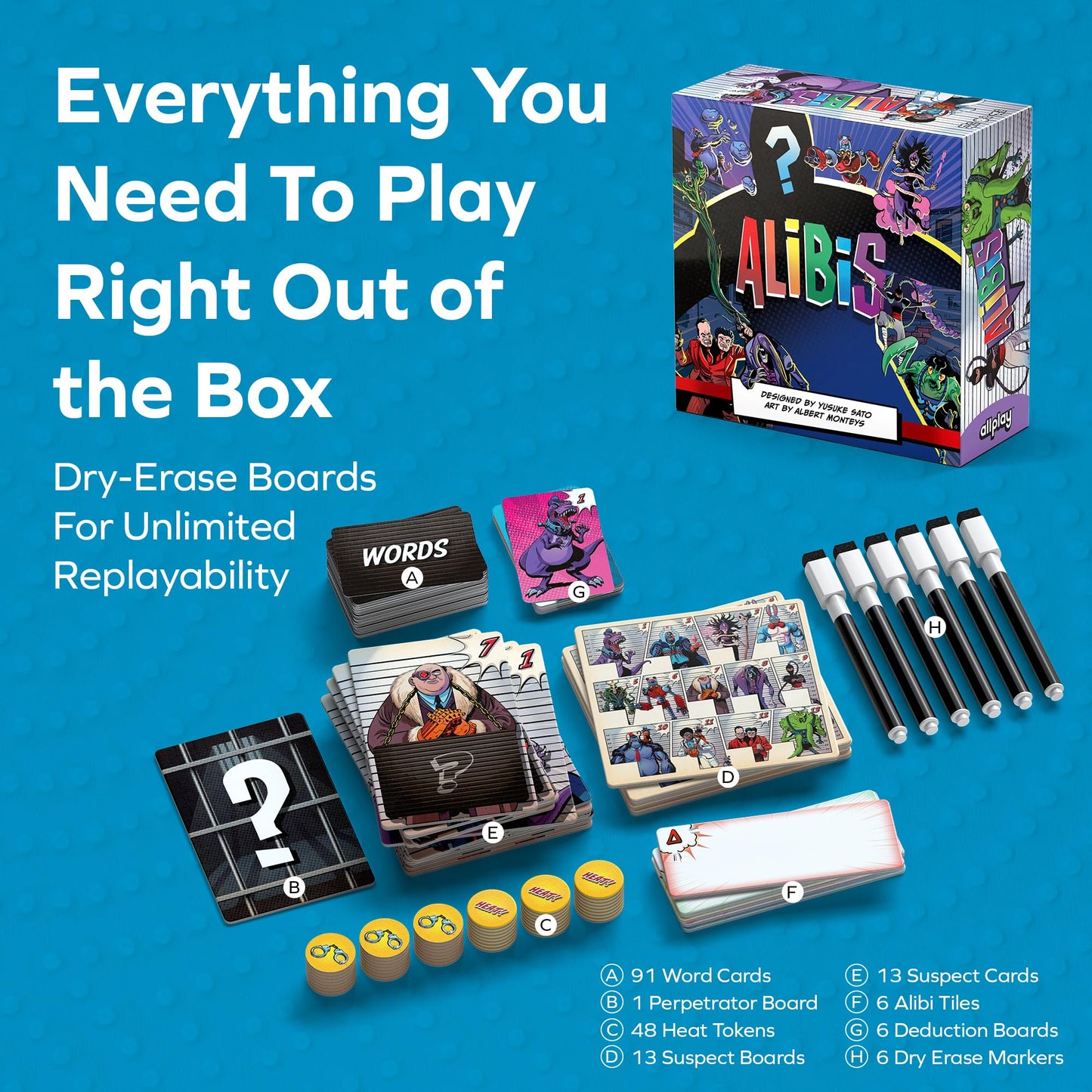 Allplay Alibis Board Game | Whodunit Word Deduction Party Game for 4-8 Players