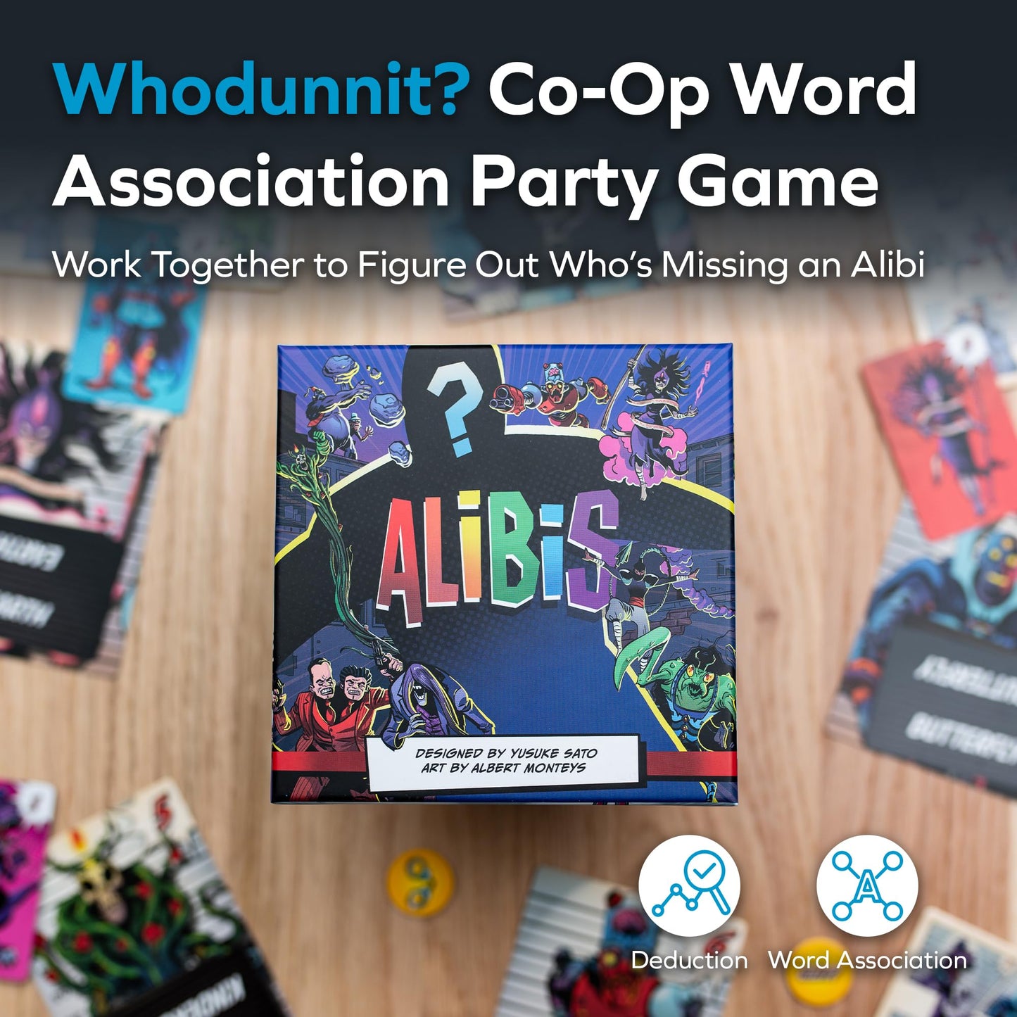 Allplay Alibis Board Game | Whodunit Word Deduction Party Game for 4-8 Players