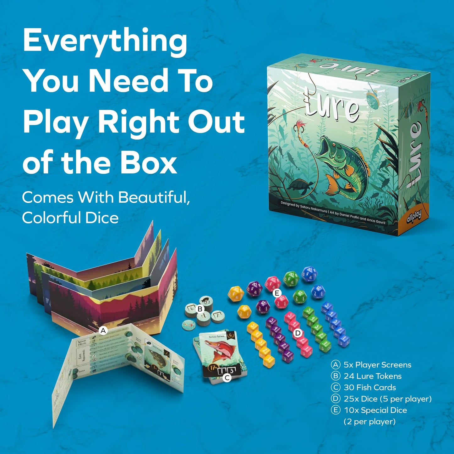 Allplay Lure Board Game – Push-Your-Luck Fishing for 2-5 Players