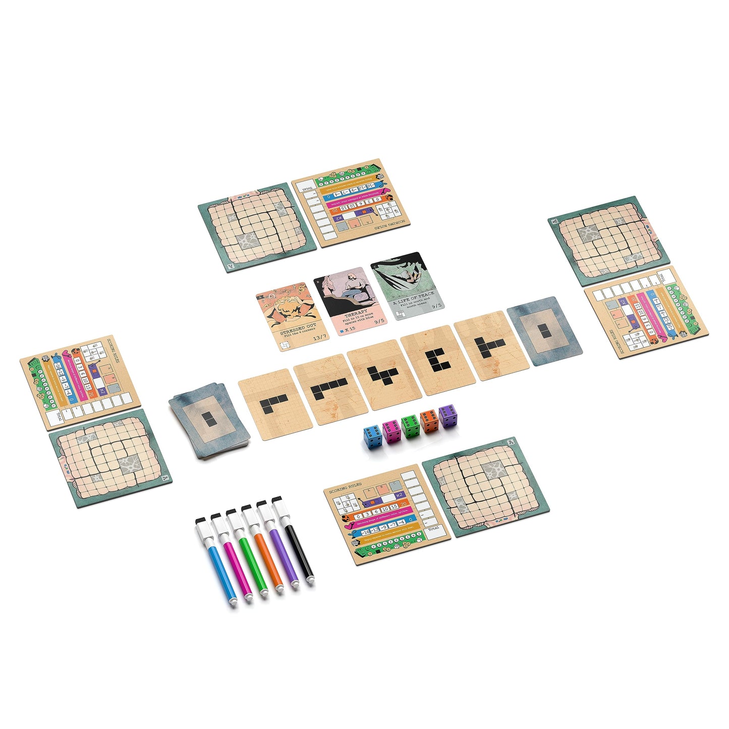 Allplay Mind Space Board Game – Polyomino Roll & Write for 1-5 Players | 30-Minute Play Time