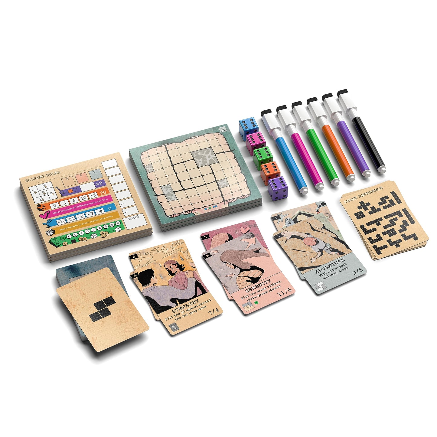 Allplay Mind Space Board Game – Polyomino Roll & Write for 1-5 Players | 30-Minute Play Time