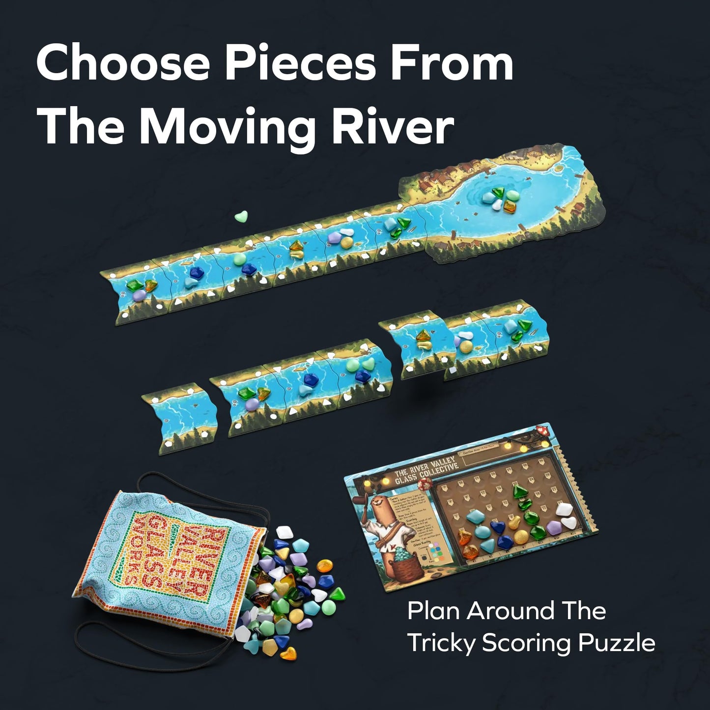 ALLPLAY River Valley Glassworks Deluxe Edition Board Game – 1-5 Players, 20 Minutes
