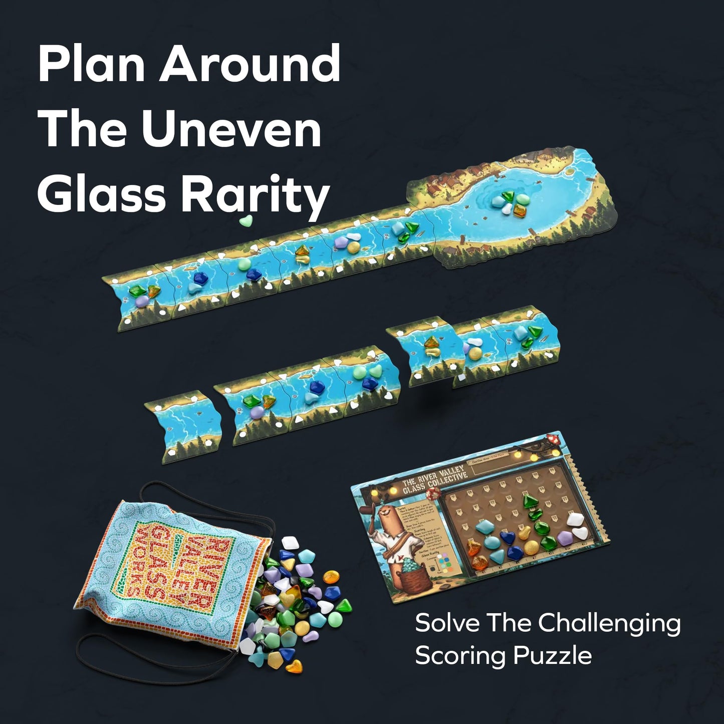 ALLPLAY River Valley Glassworks Retail Edition Board Game — Cozy Yet Clever Drafting Game for Families and Adults